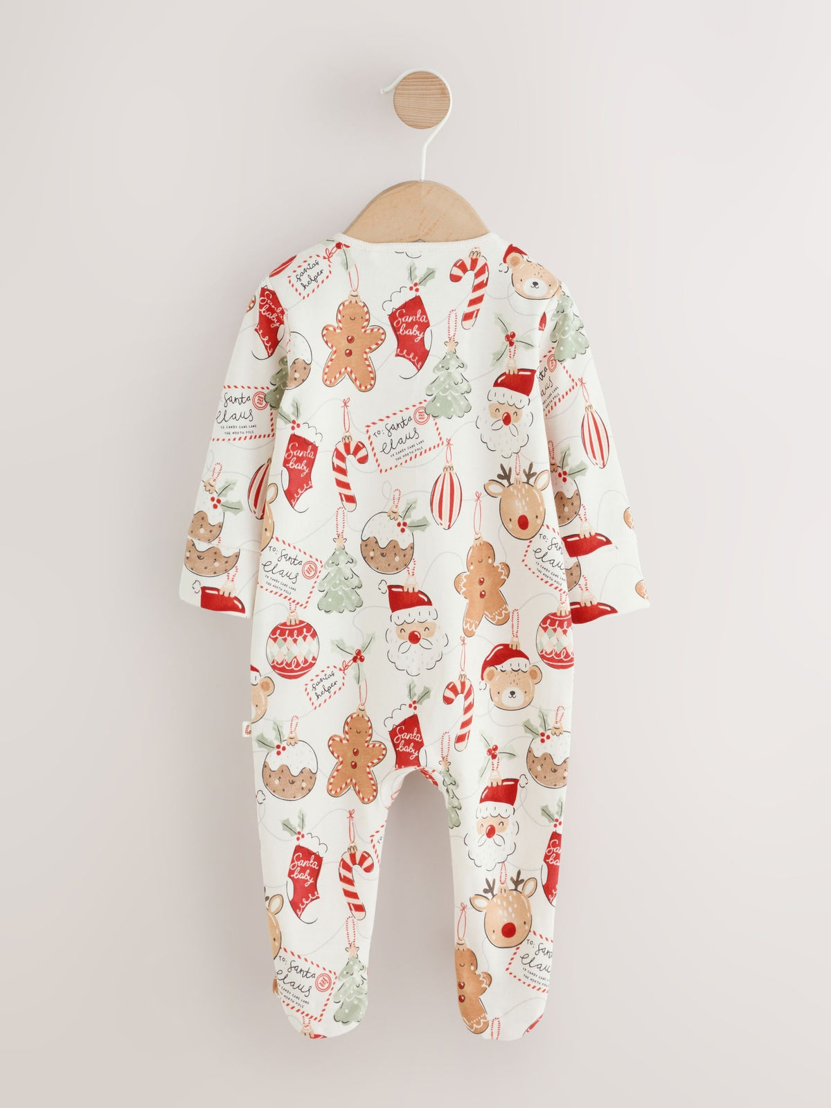 Neutral Bauble Two Way Zip Baby Christmas Sleepsuit (0mths-3yrs)