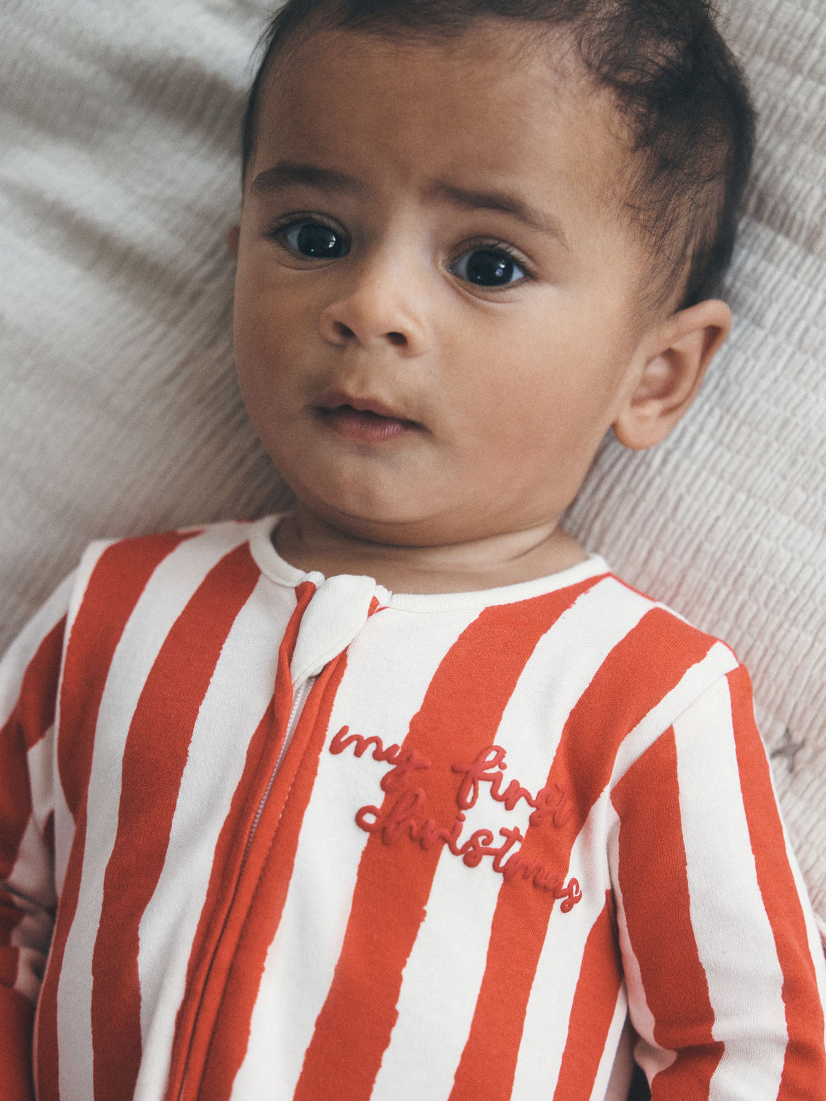 Red My First Christmas Two Way Zip Baby Sleepsuit (0-18mths)