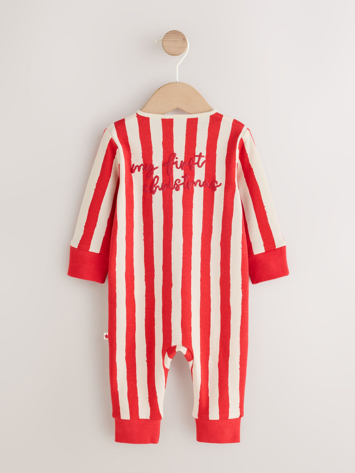 Red My First Christmas Two Way Zip Baby Sleepsuit (0-18mths)