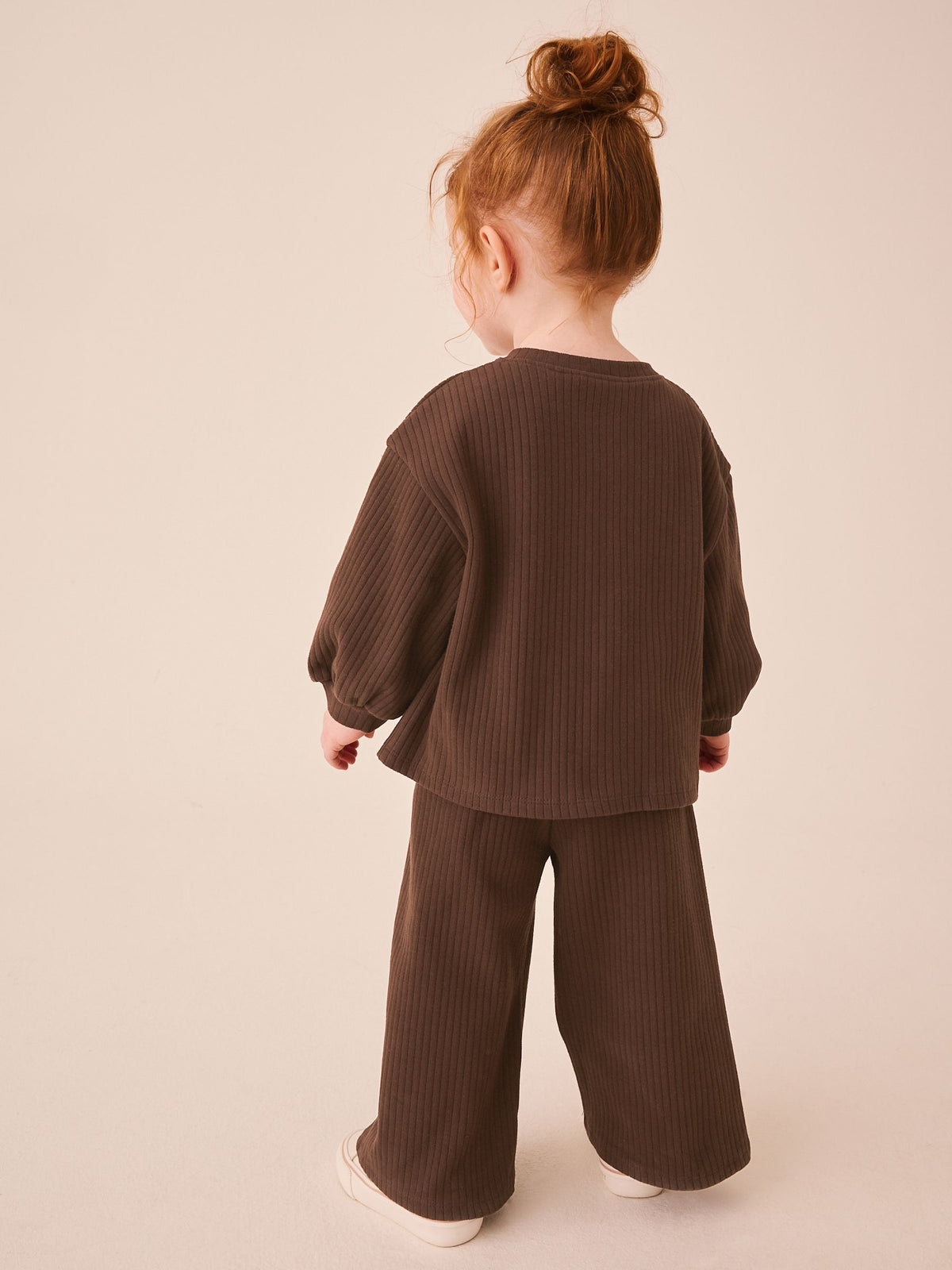 Chocolate Brown Ribbed Raglan Cardigan and Wide Leg Trousers Set (3mths-7yrs)