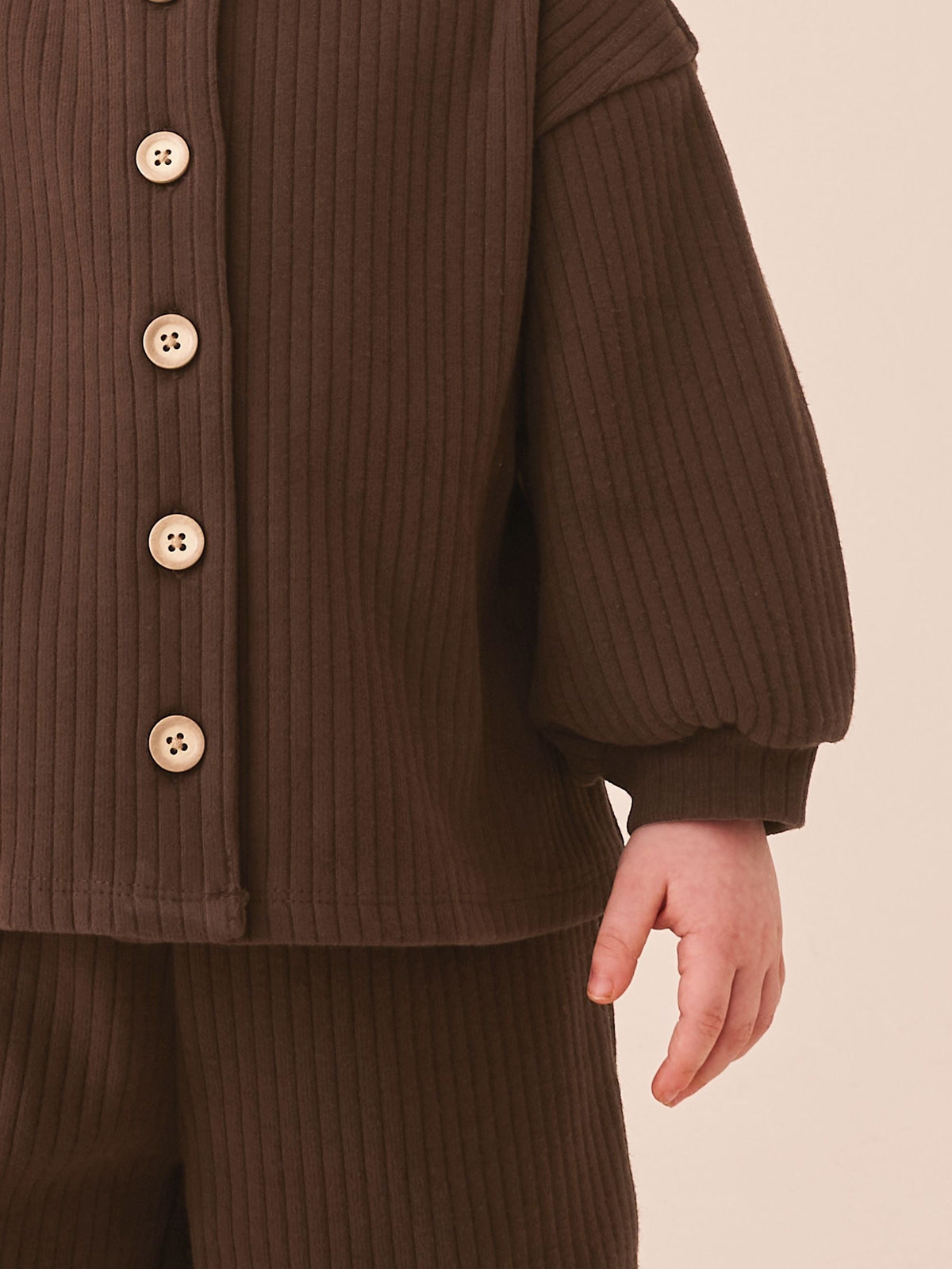 Chocolate Brown Ribbed Raglan Cardigan and Wide Leg Trousers Set (3mths-7yrs)