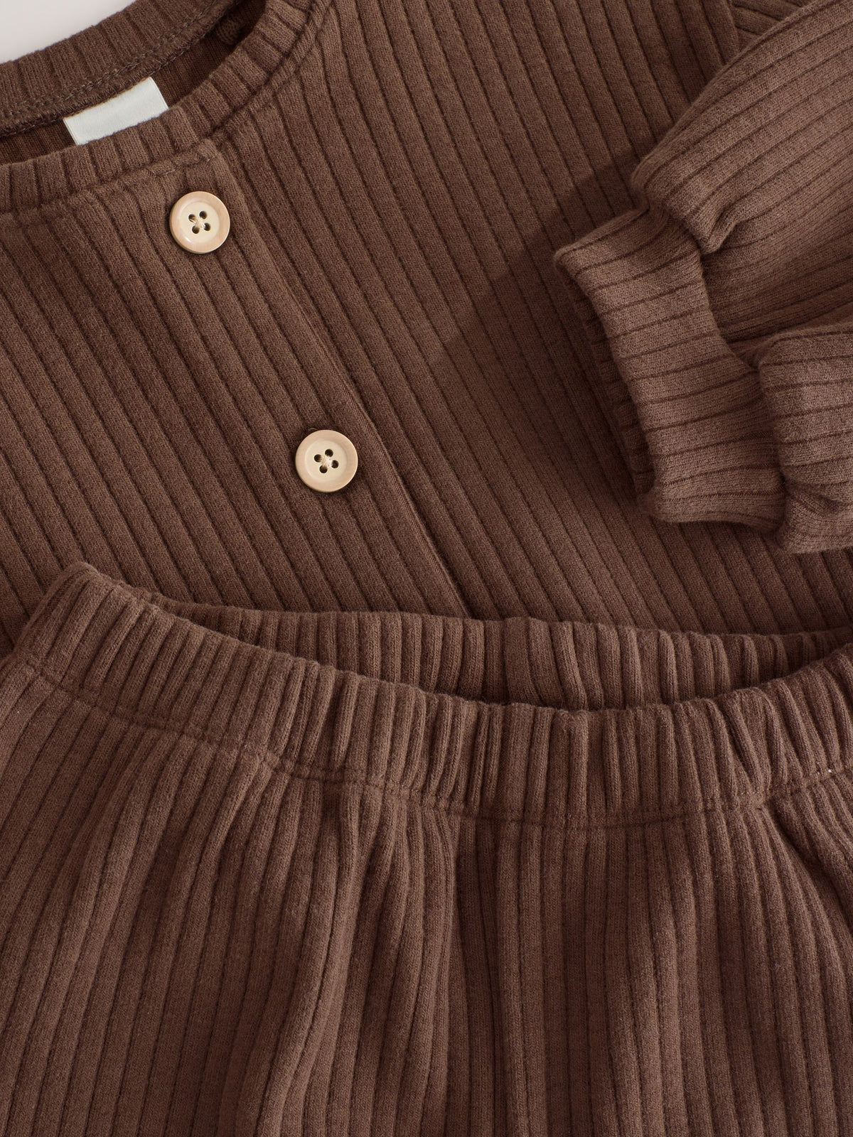 Chocolate Brown Ribbed Raglan Cardigan and Wide Leg Trousers Set (3mths-7yrs)