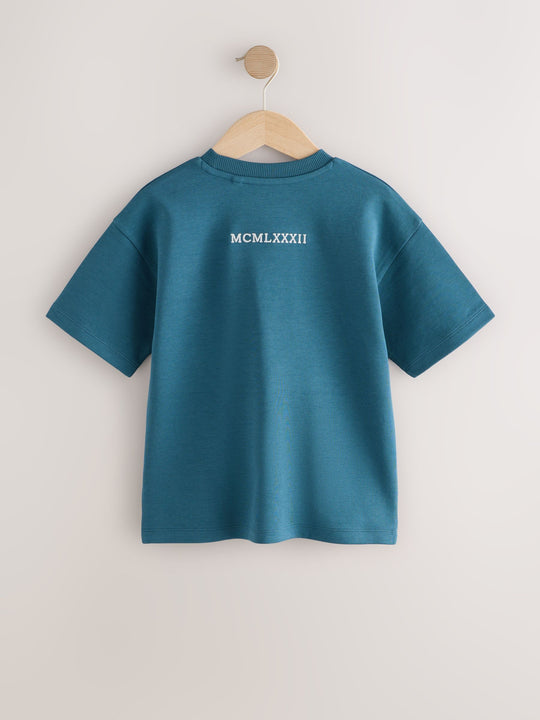 Teal Blue Graphic Heavyweight Short Sleeve T-Shirt (3-16yrs)
