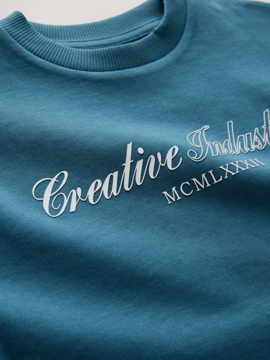 Teal Blue Graphic Heavyweight Short Sleeve T-Shirt (3-16yrs)