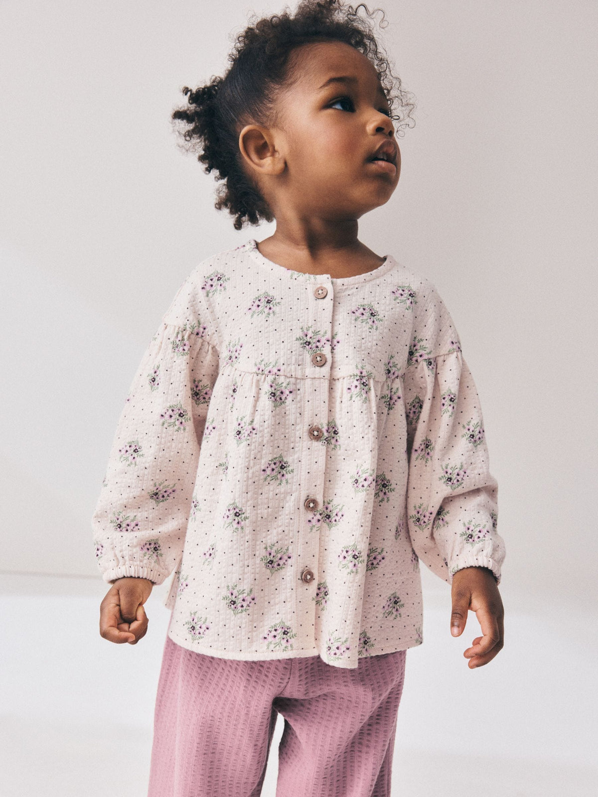 Pink Ditsy Floral Long Sleeve Blouse and Bloomer Trousers Set (3mths-7yrs)
