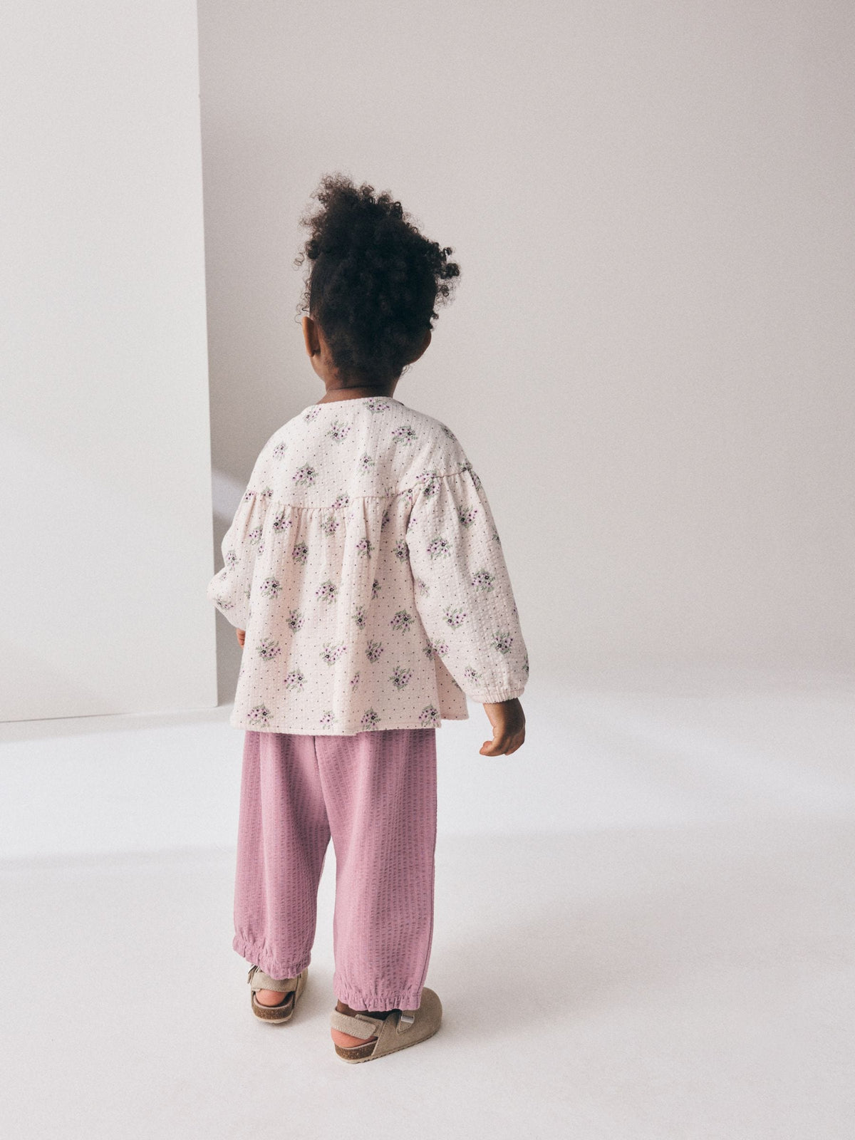 Pink Ditsy Floral Long Sleeve Blouse and Bloomer Trousers Set (3mths-7yrs)
