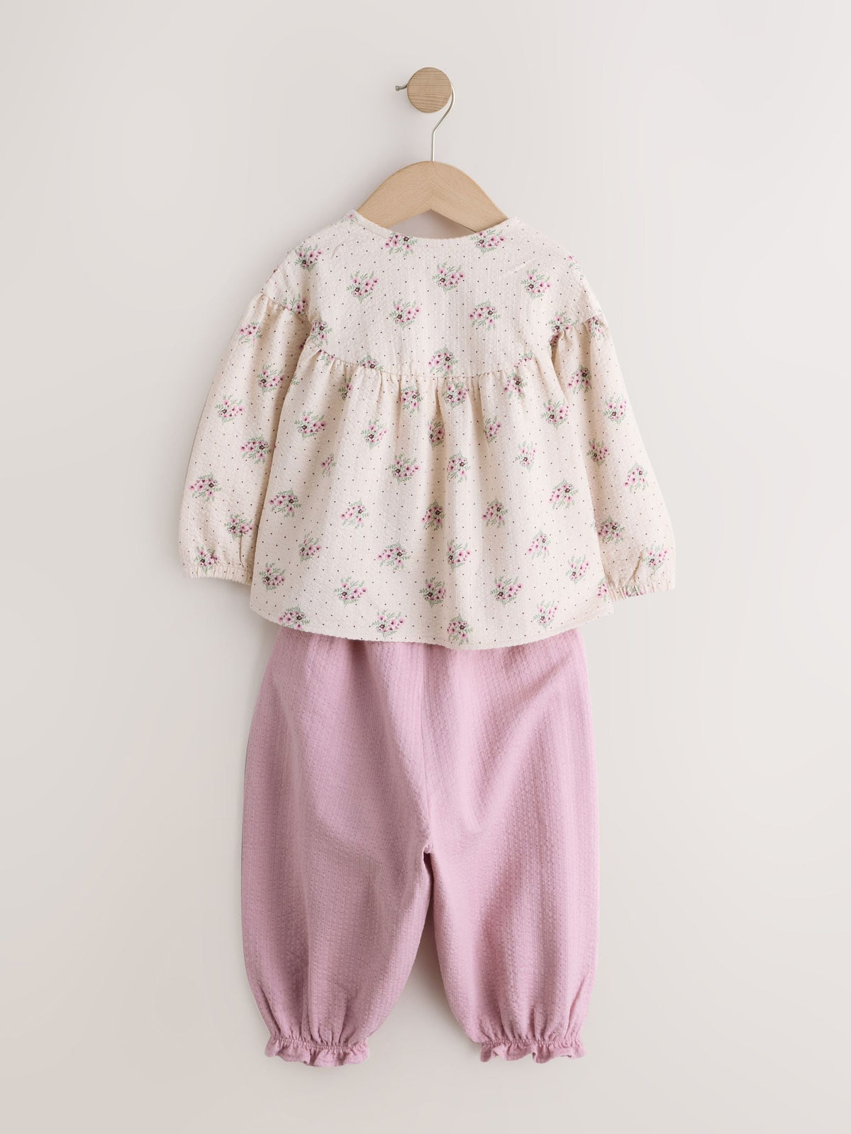 Pink Ditsy Floral Long Sleeve Blouse and Bloomer Trousers Set (3mths-7yrs)