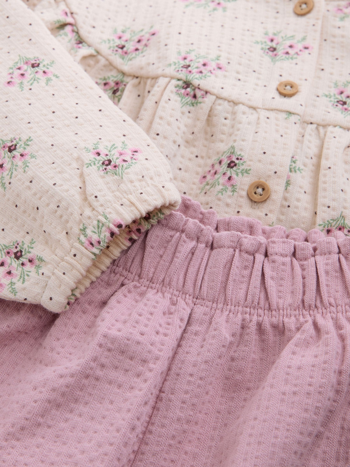 Pink Ditsy Floral Long Sleeve Blouse and Bloomer Trousers Set (3mths-7yrs)