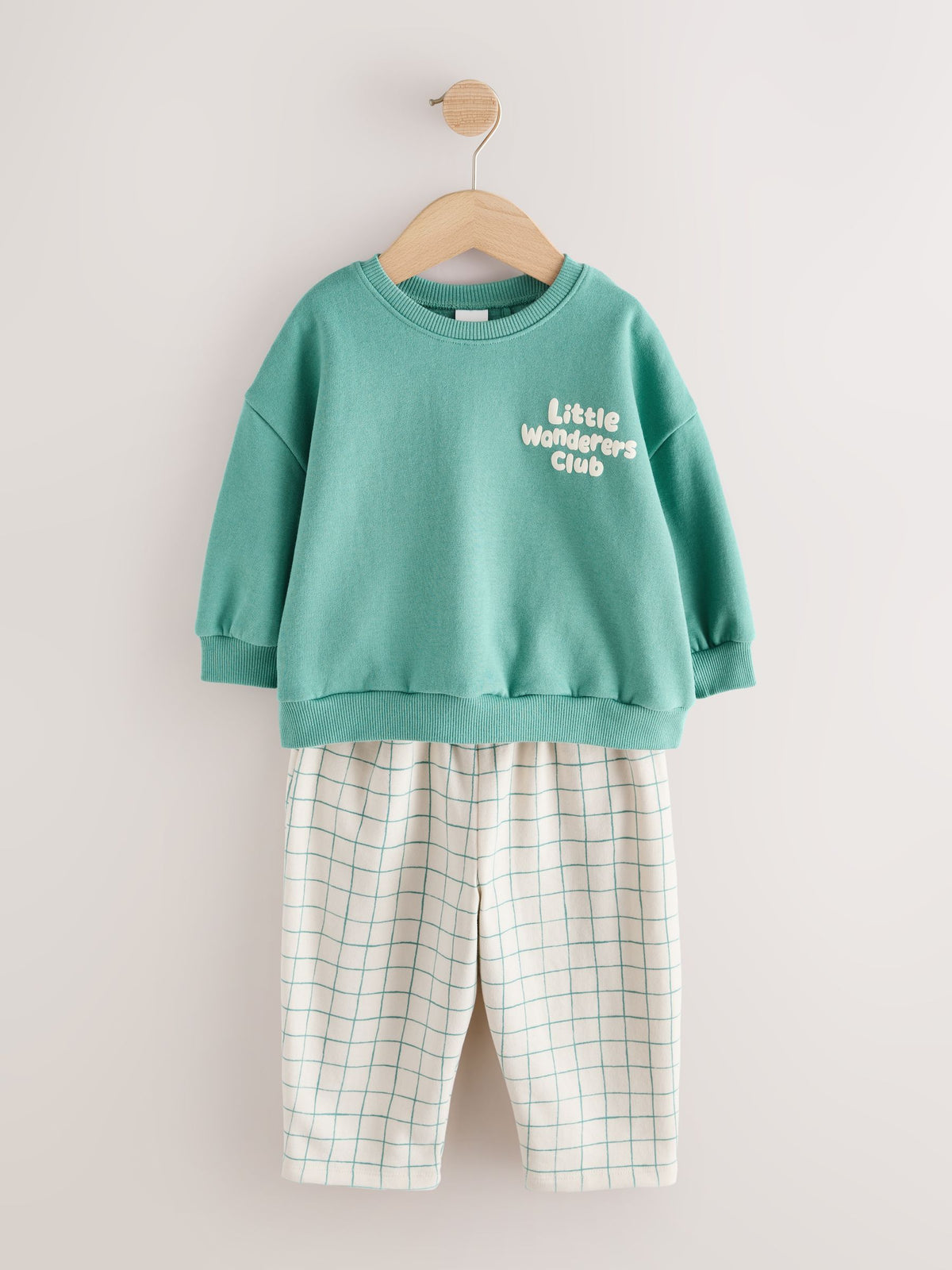 Green Little Wanderers Club Crew Neck Sweatshirt and Barrel Trousers Set (3mths-7yrs)
