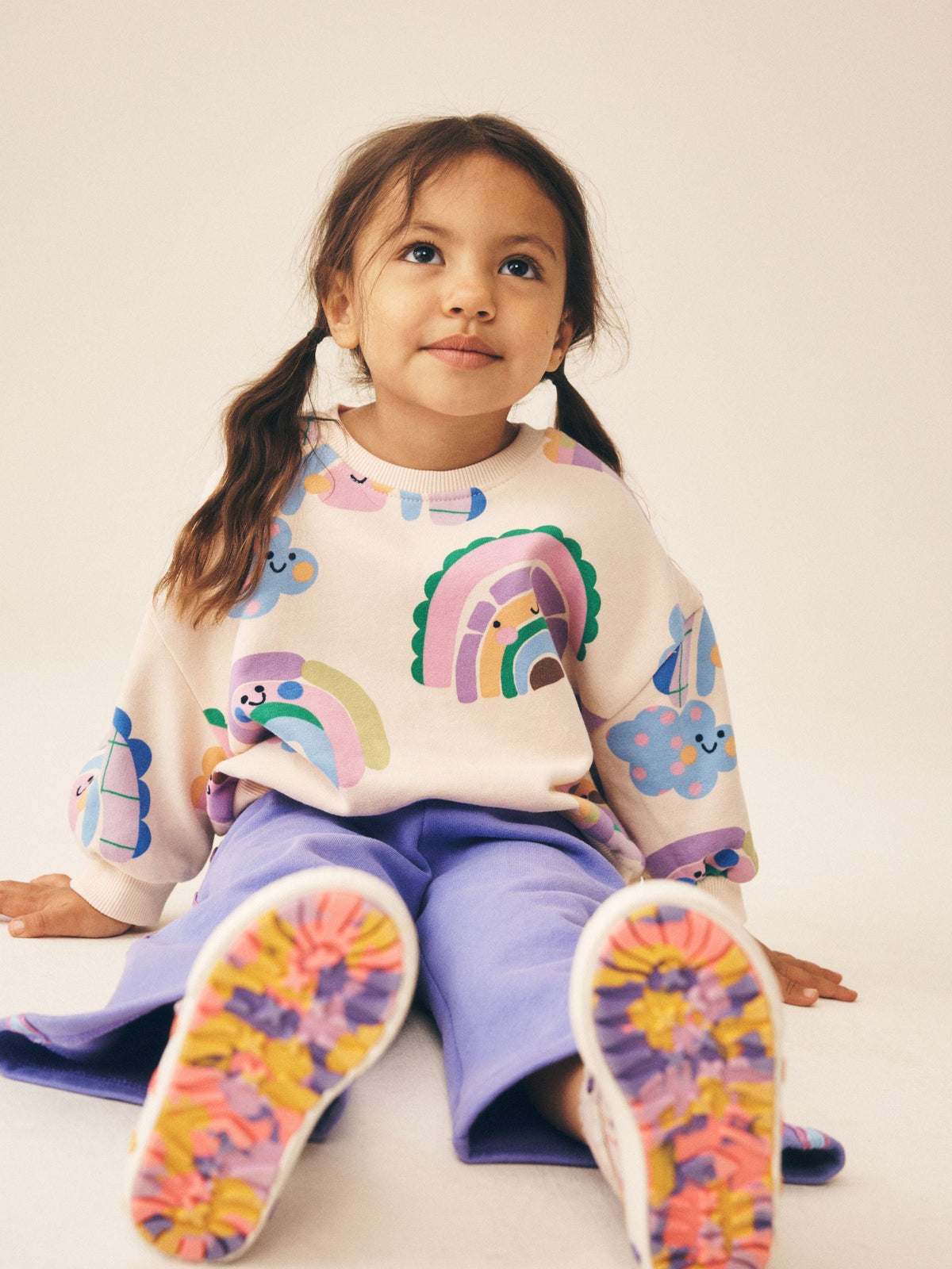 Light Purple Rainbow Sweatshirt and Wide Leg Joggers Set (3mths-7yrs)