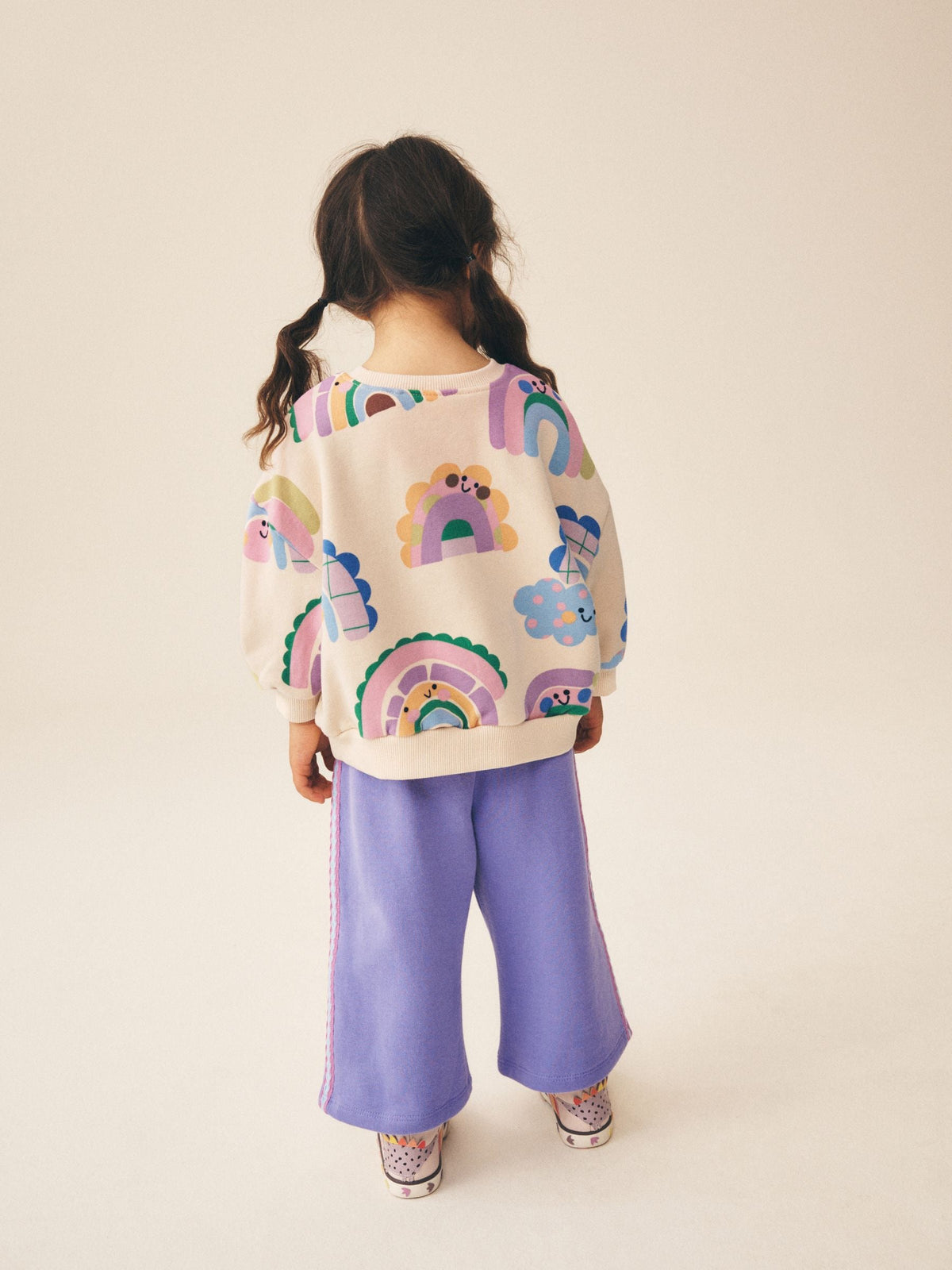Light Purple Rainbow Sweatshirt and Wide Leg Joggers Set (3mths-7yrs)