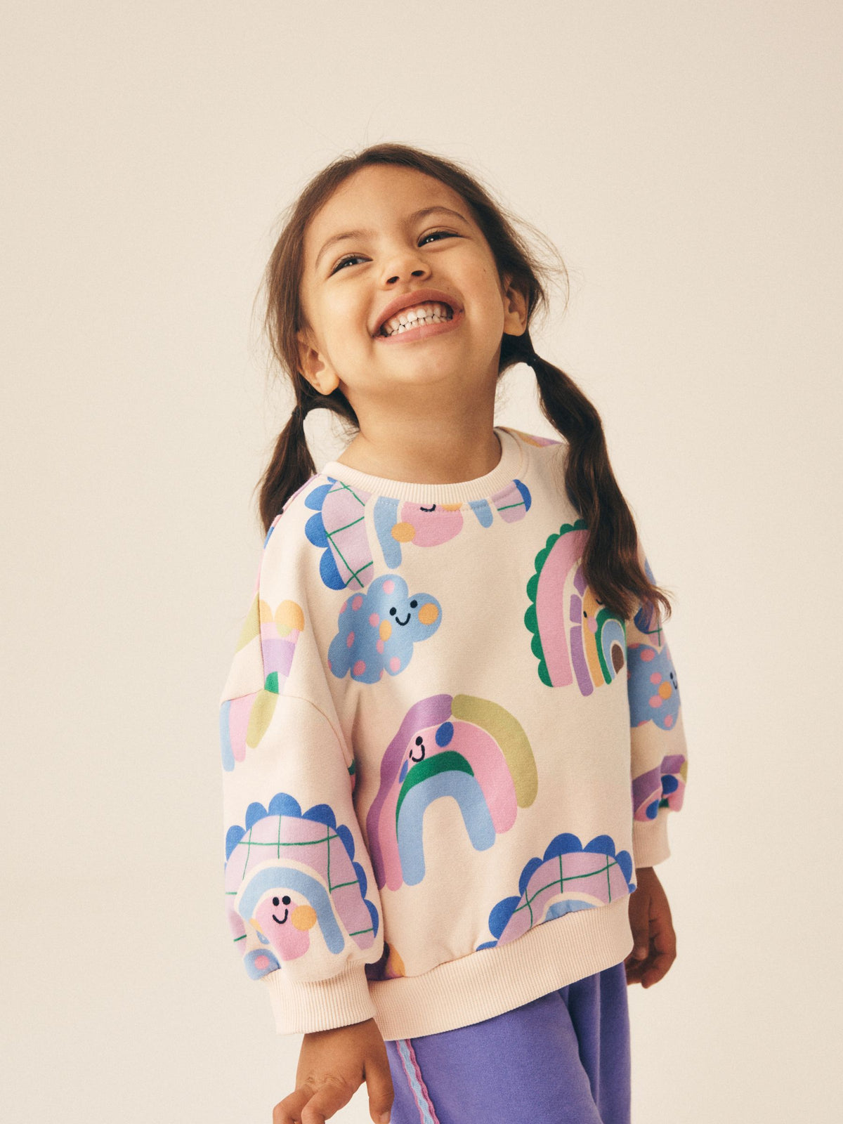 Light Purple Rainbow Sweatshirt and Wide Leg Joggers Set (3mths-7yrs)