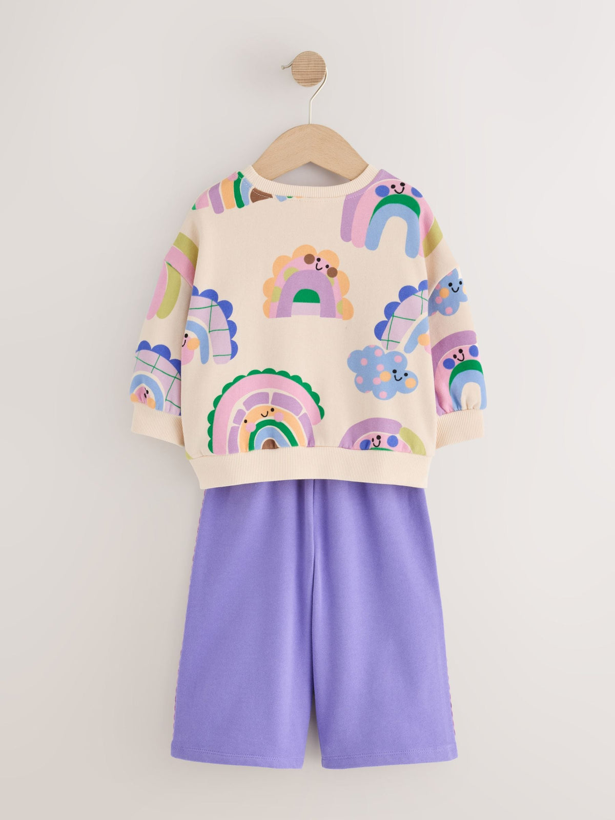 Light Purple Rainbow Sweatshirt and Wide Leg Joggers Set (3mths-7yrs)