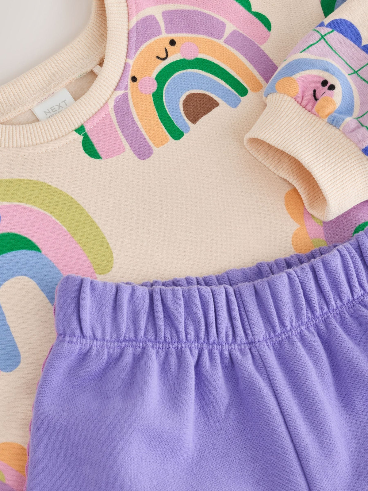 Light Purple Rainbow Sweatshirt and Wide Leg Joggers Set (3mths-7yrs)