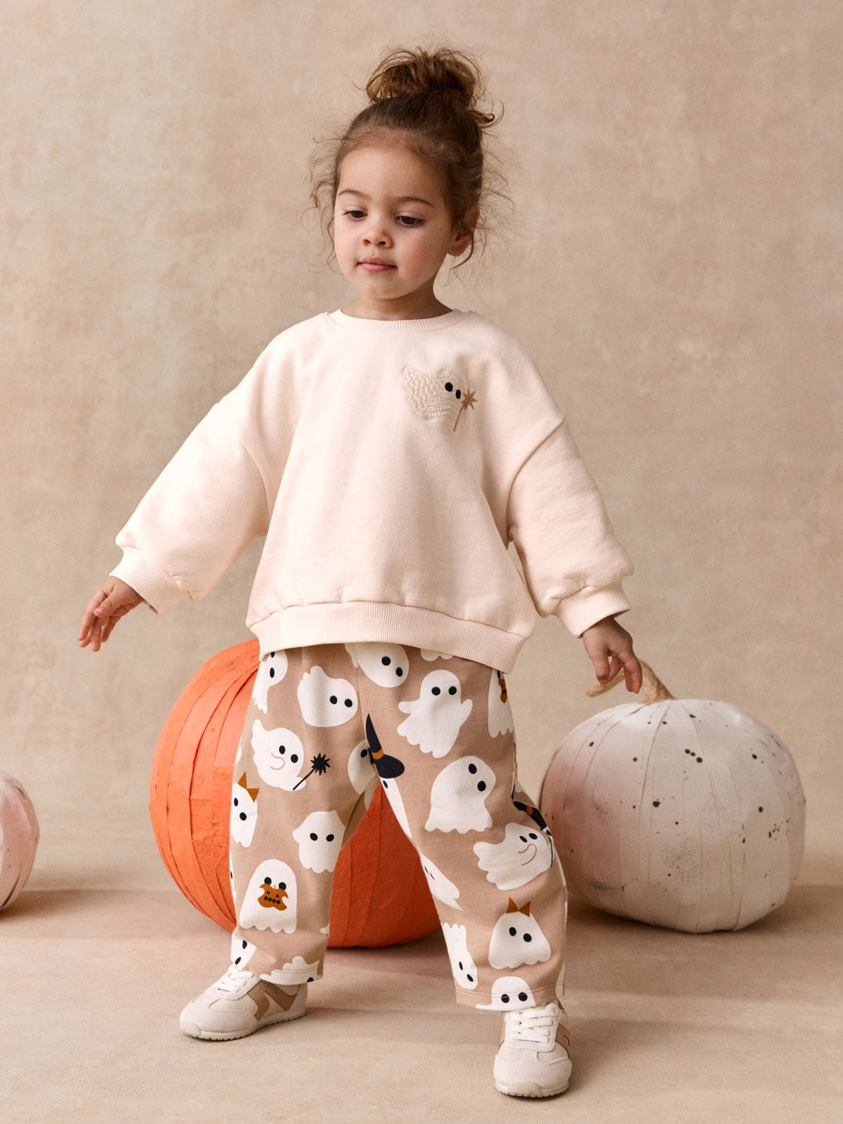 Beige Ghost Sweatshirt and Barrel Set (3mths-7yrs)