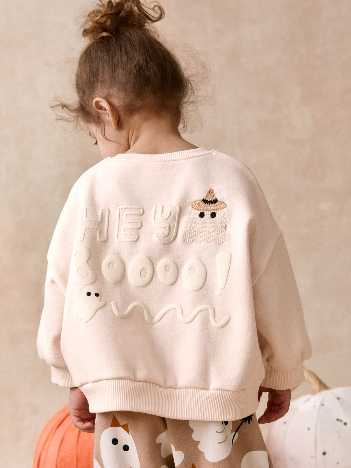 Beige Ghost Sweatshirt and Barrel Set (3mths-7yrs)