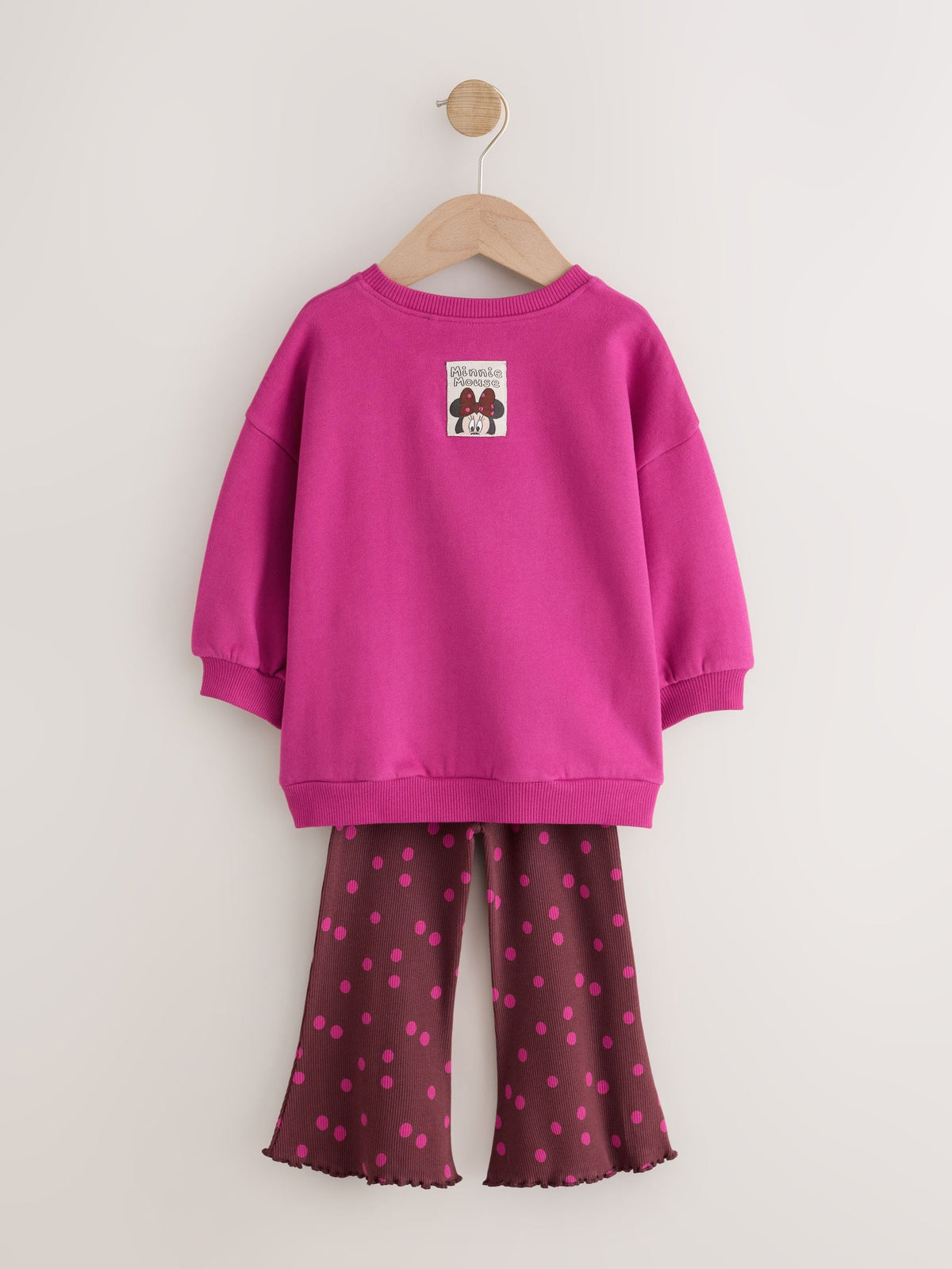Berry Pink Minnie Mouse Spot Sweatshirt and Flare Set (6mths-7yrs)