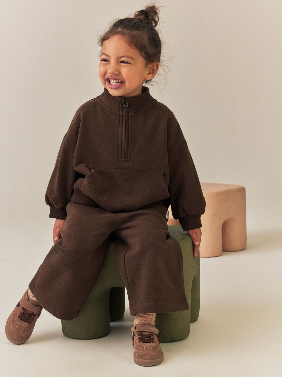 Chocolate Brown Quarter Zip Sweatshirt (3mths-7yrs)