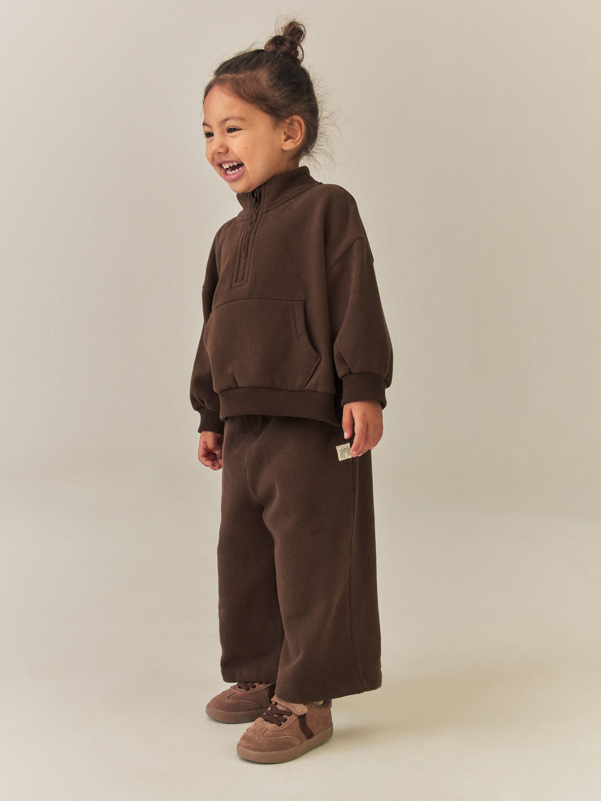 Chocolate Brown Quarter Zip Sweatshirt (3mths-7yrs)