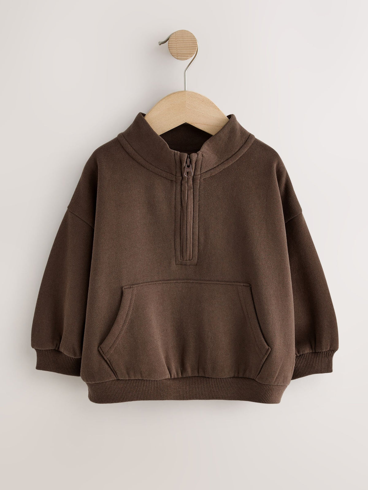 Chocolate Brown Quarter Zip Sweatshirt (3mths-7yrs)