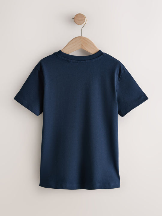 Navy Blue Scotland Short Sleeve Graphic Football T-Shirt (3-16yrs)