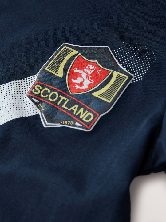 Navy Blue Scotland Short Sleeve Graphic Football T-Shirt (3-16yrs)