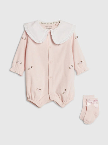 River Island Pink Collared Romperset
