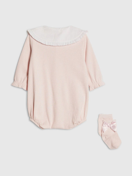 River Island Pink Collared Romperset