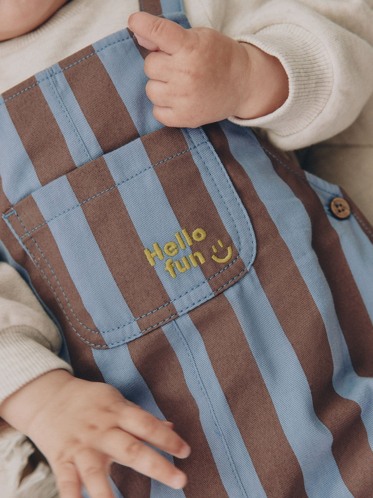 Blue/Brown Stripe Baby Twill Dungarees and Bodysuit Set (0mths-2yrs)