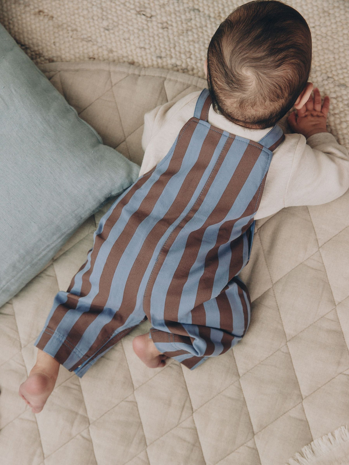 Blue/Brown Stripe Baby Twill Dungarees and Bodysuit Set (0mths-2yrs)