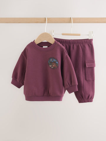 Burgundy Red Bear Baby Sweatshirt and Joggers Set (0mths-2yrs)