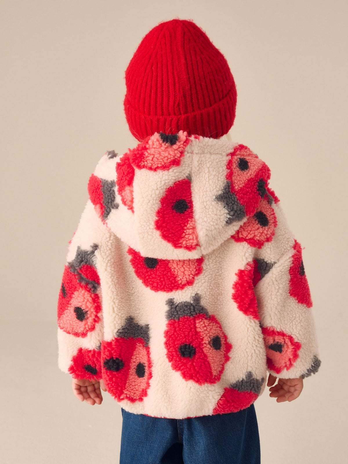 Cream Ladybird Hooded Zip Up Fleece (3mths-7yrs)