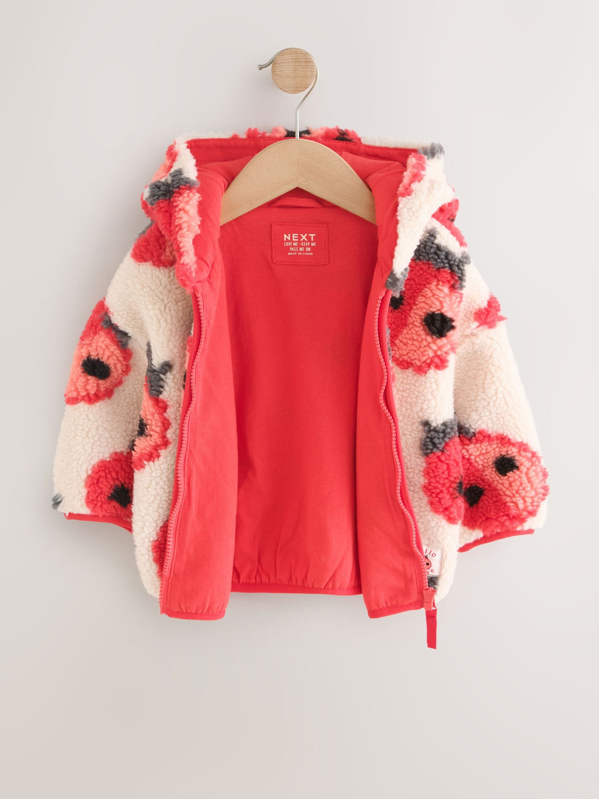Cream Ladybird Hooded Zip Up Fleece (3mths-7yrs)