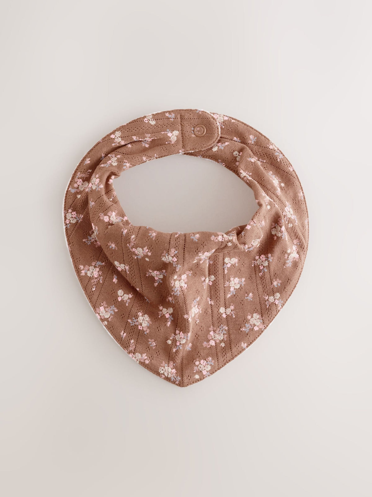 Brown Ditsy Floral Baby Dribble Bibs 5 Pack