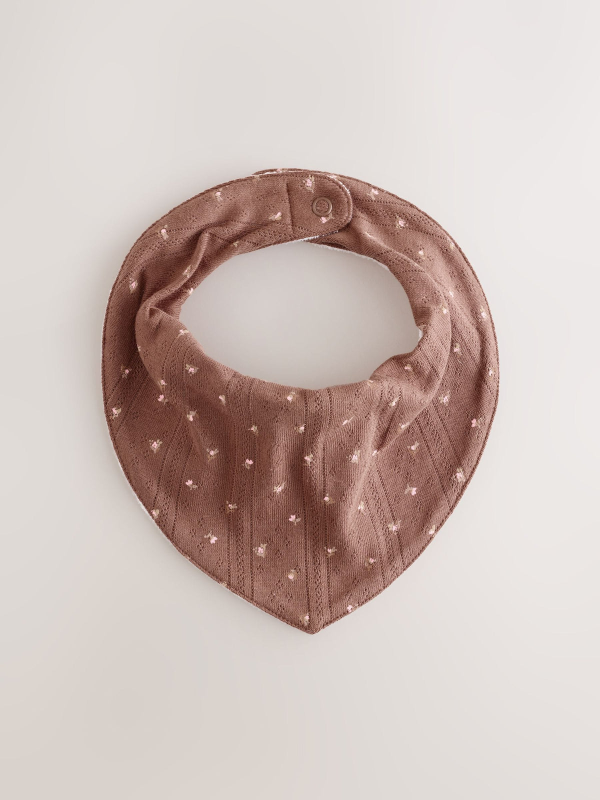 Brown Ditsy Floral Baby Dribble Bibs 5 Pack