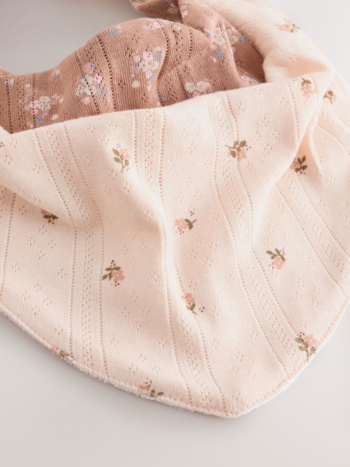 Brown Ditsy Floral Baby Dribble Bibs 5 Pack