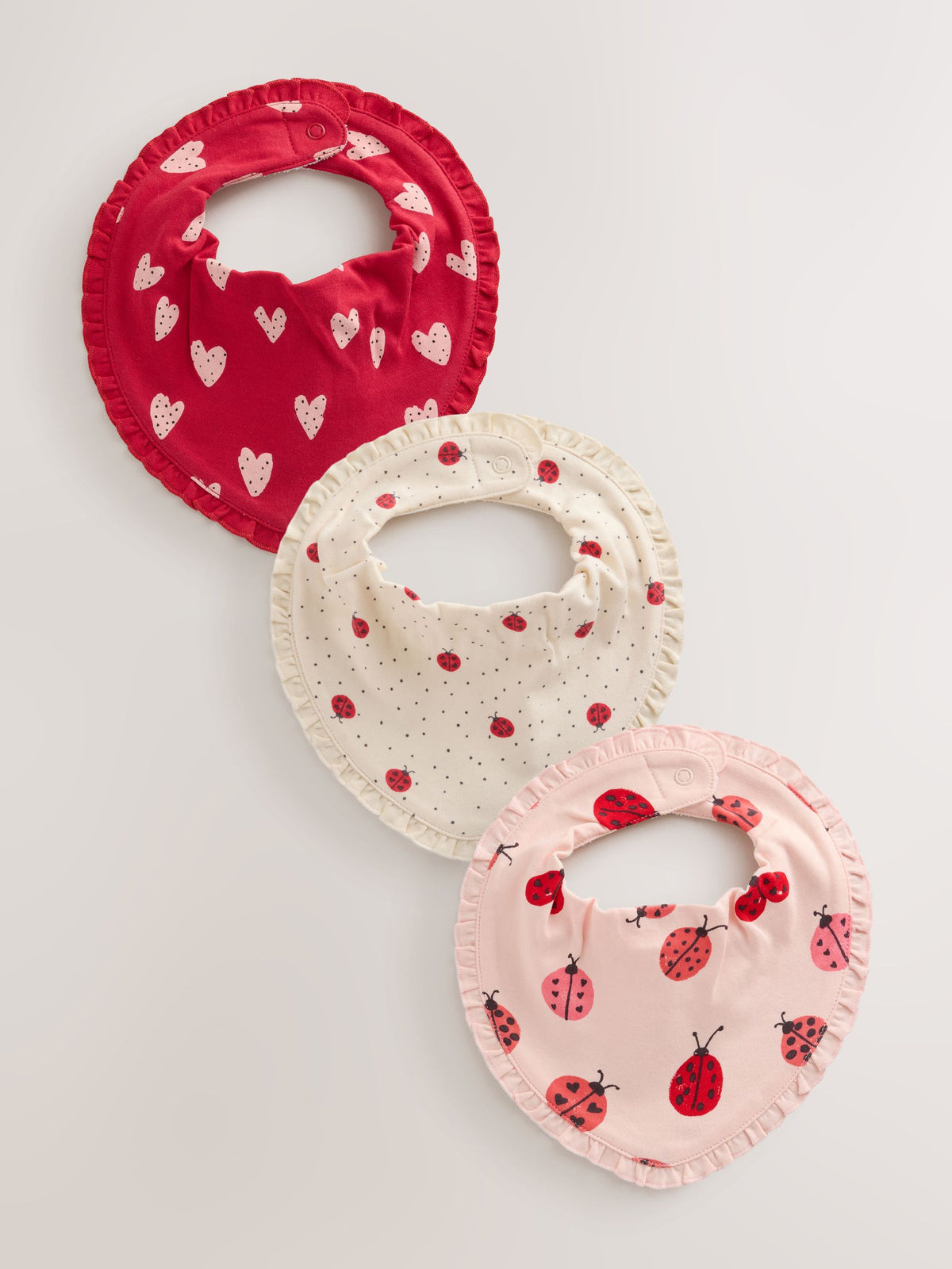 Red Ladybird Baby Dribble Bibs 3 Pack