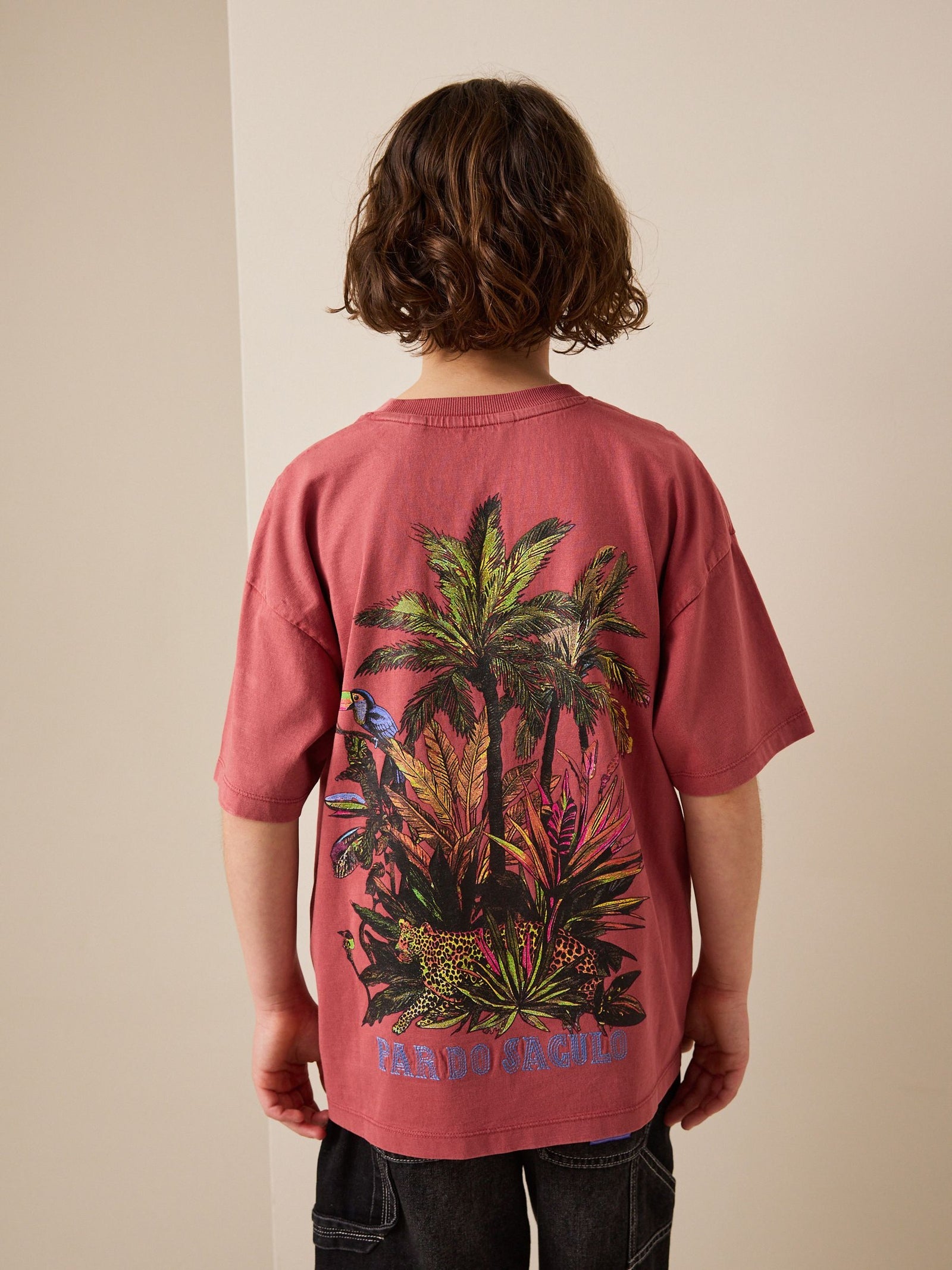 Berry Red Washed Graphic T-Shirt (3-16yrs)