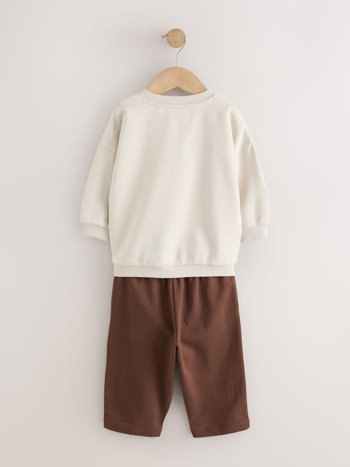 Ecru/Choc Crew Neck Joggers Set (3mths-7yrs)