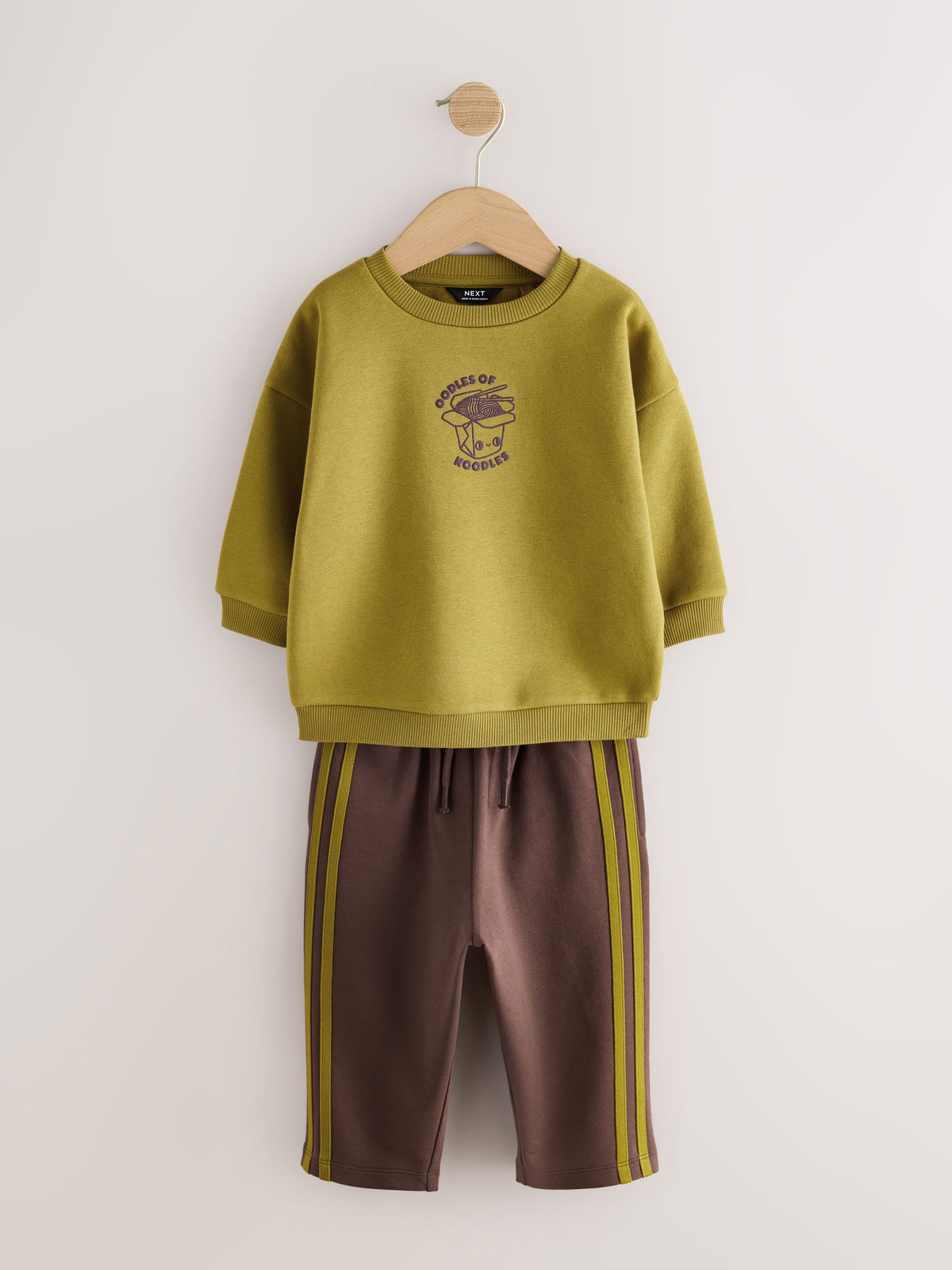Olive Green Crew Neck Joggers Set (3mths-7yrs)