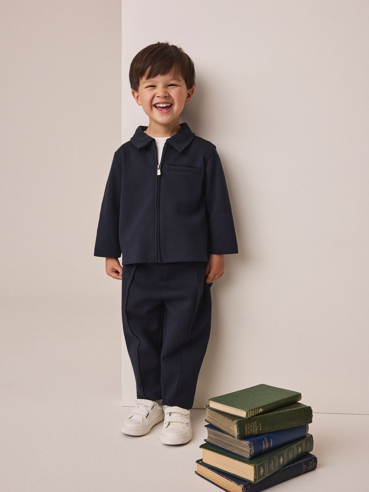 Navy Smart Jacket Top & Trousers Set 3 Piece (3mths-7yrs)