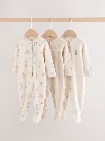 Neutral Animal Baby Sleepsuits 3 Pack (0-2yrs)