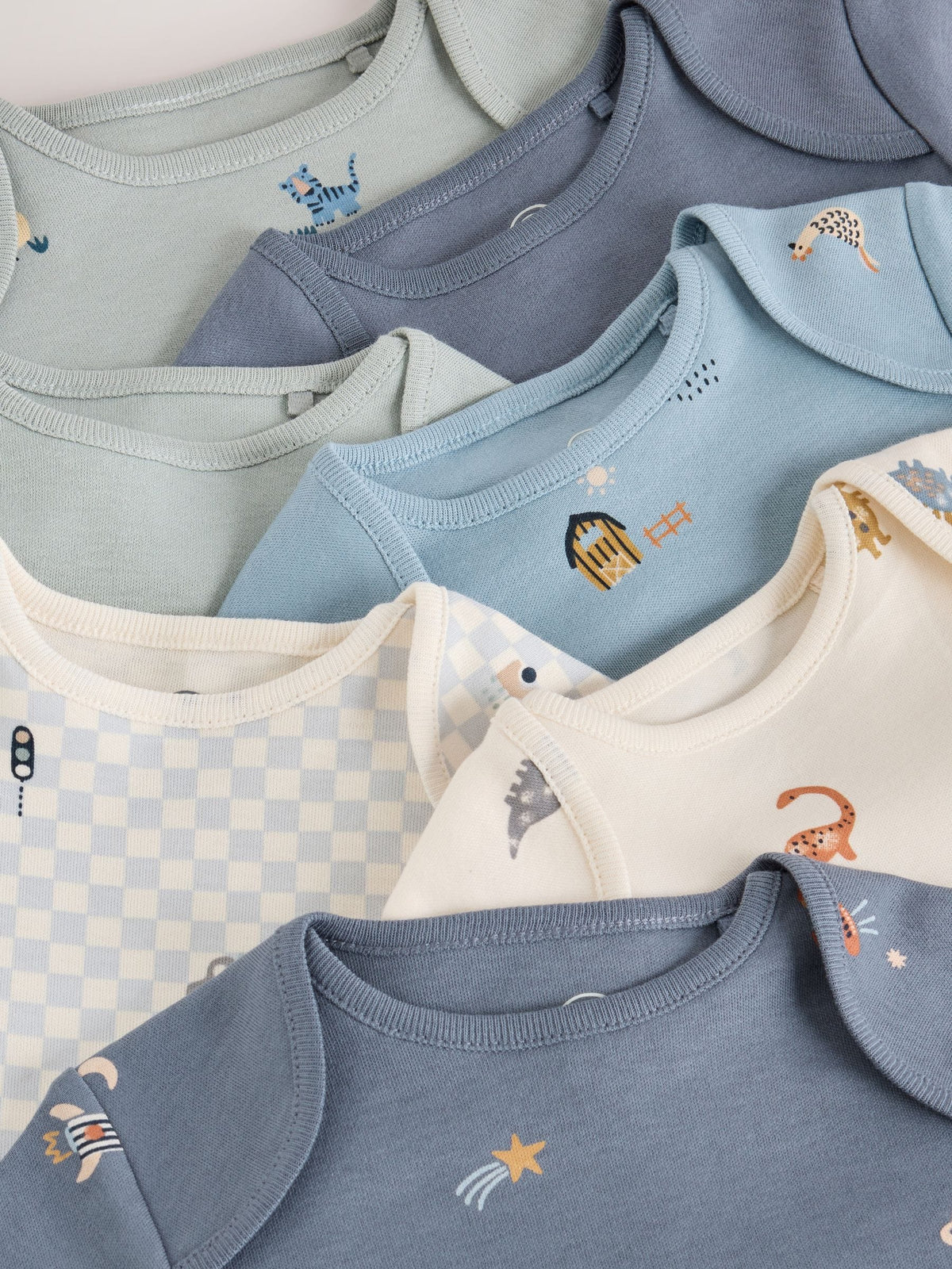 Blue Character Long Sleeve Baby Bodysuit 7 Pack