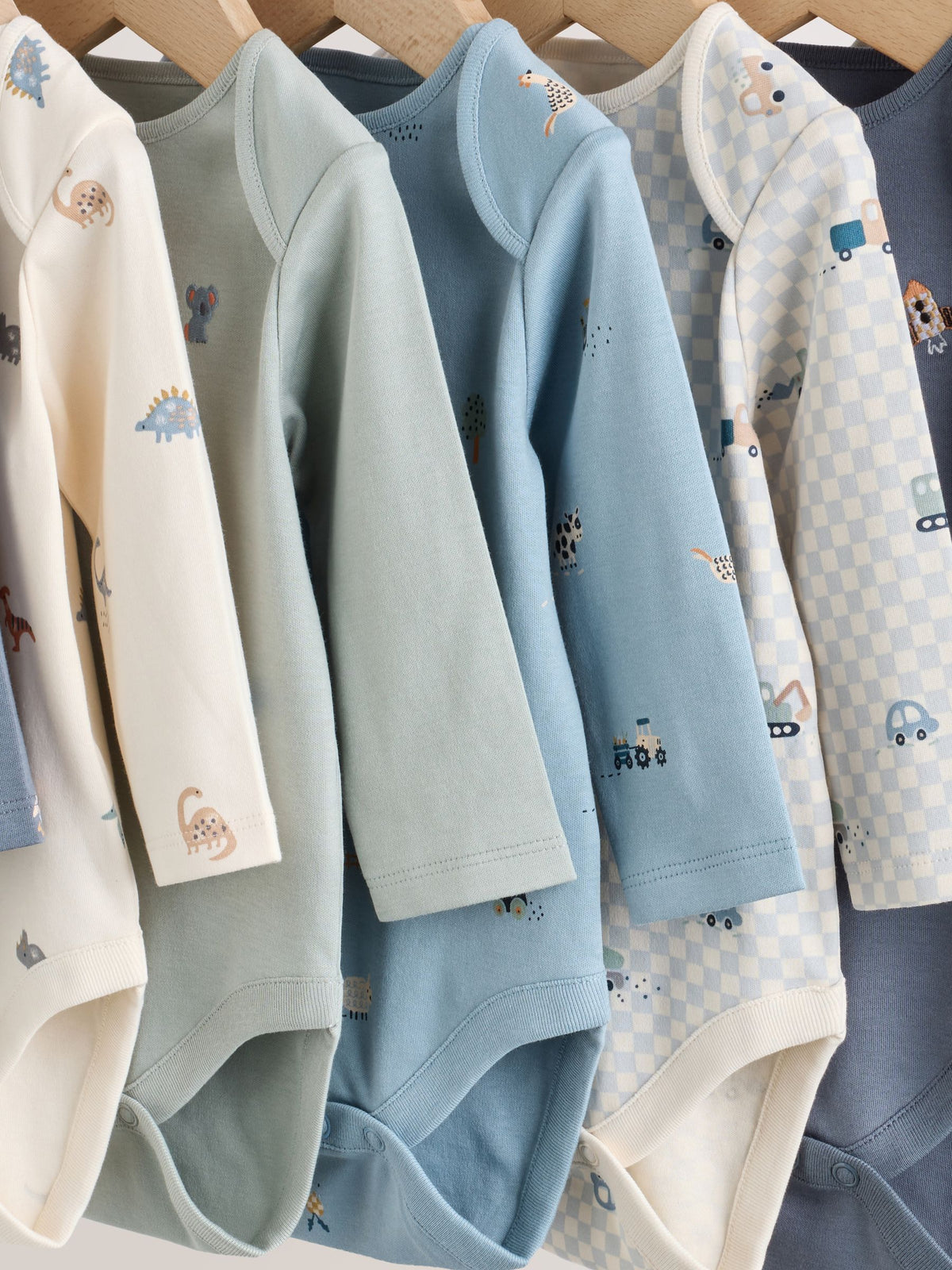 Blue Character Long Sleeve Baby Bodysuit 7 Pack