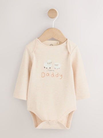 Neutral I Love My Daddy Long Sleeve Baby Bodysuit