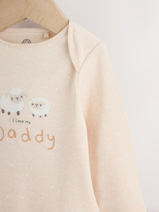 Neutral I Love My Daddy Long Sleeve Baby Bodysuit