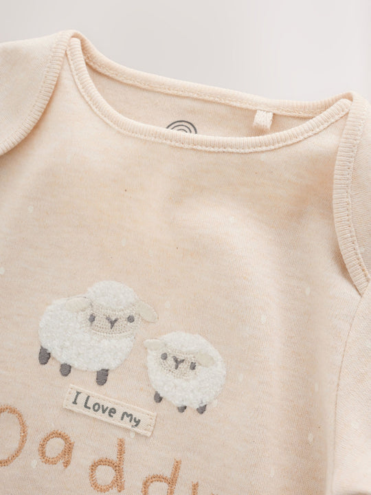 Neutral I Love My Daddy Long Sleeve Baby Bodysuit