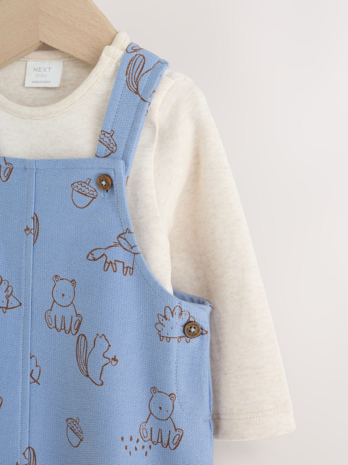 Blue Linear Character Jersey Dungaree and Bodysuit Baby Set (0mths-2yrs)