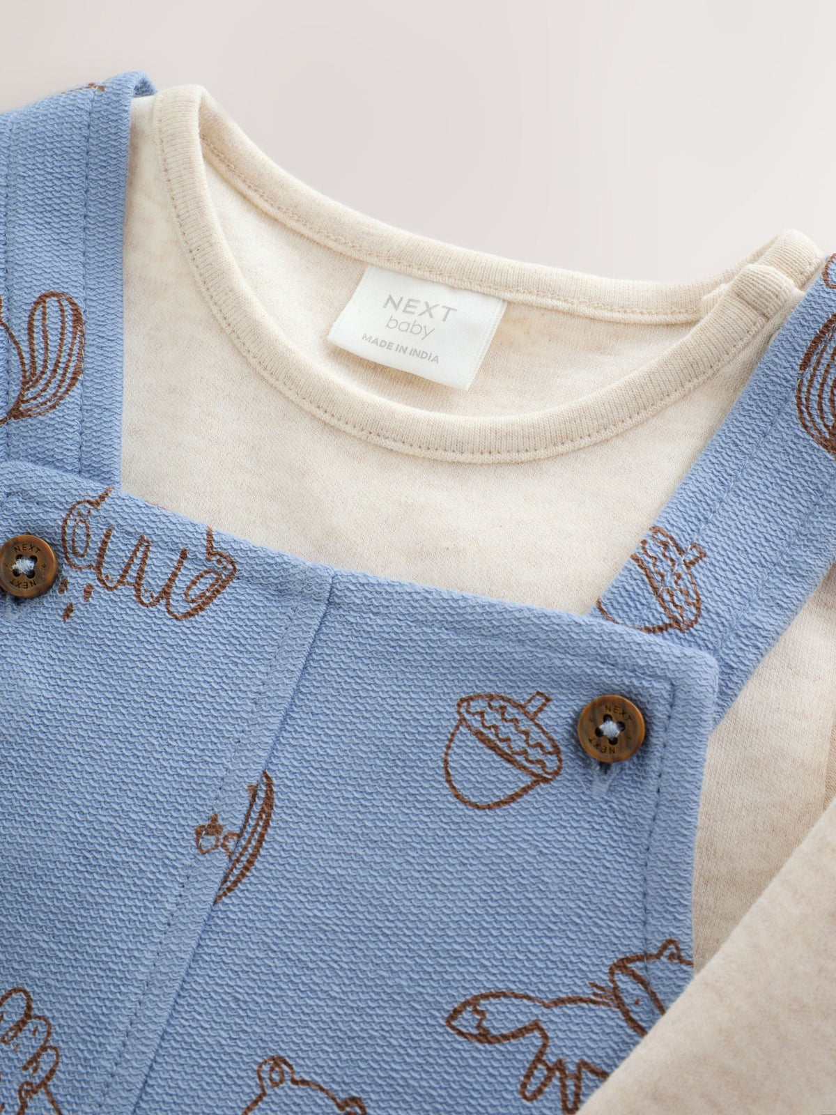 Blue Linear Character Jersey Dungaree and Bodysuit Baby Set (0mths-2yrs)