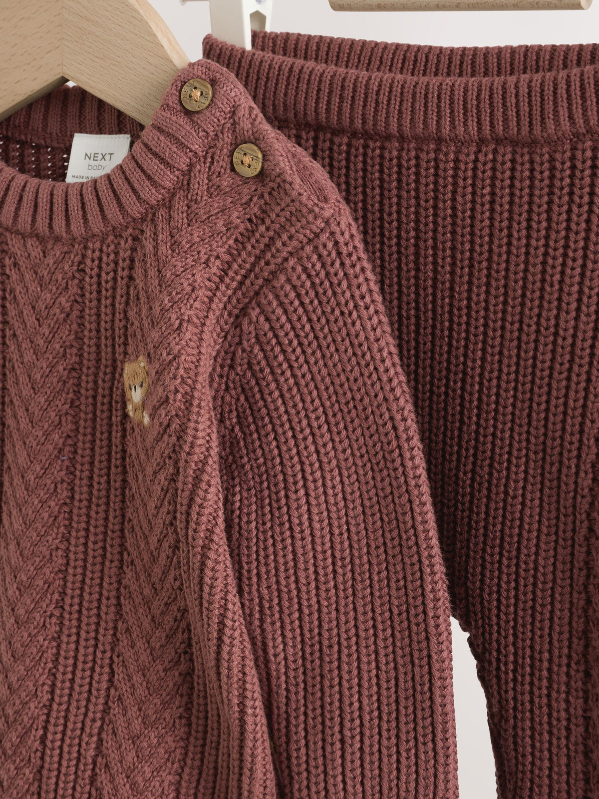 Chocolate Brown Cable Knit Jumper and Leggings Set (0mths-2yrs)